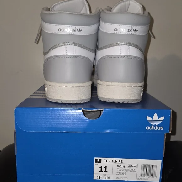 Top 10 RB Adidas Gray and White High-Top Sneakers - Picture 7 of 7